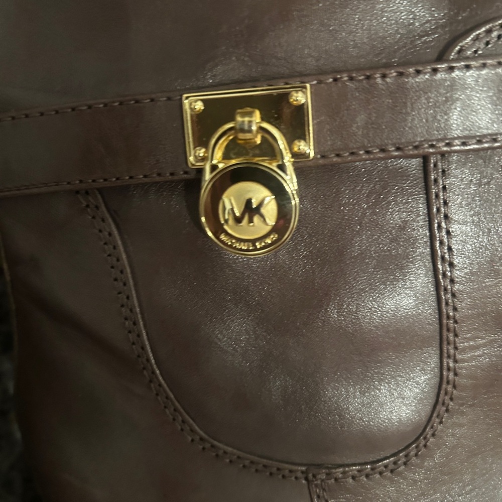 Michael Kors Brown Tall Boots w/MK Locket Women's Sz 9.5 Excellent Condition - Picture 3 of 9